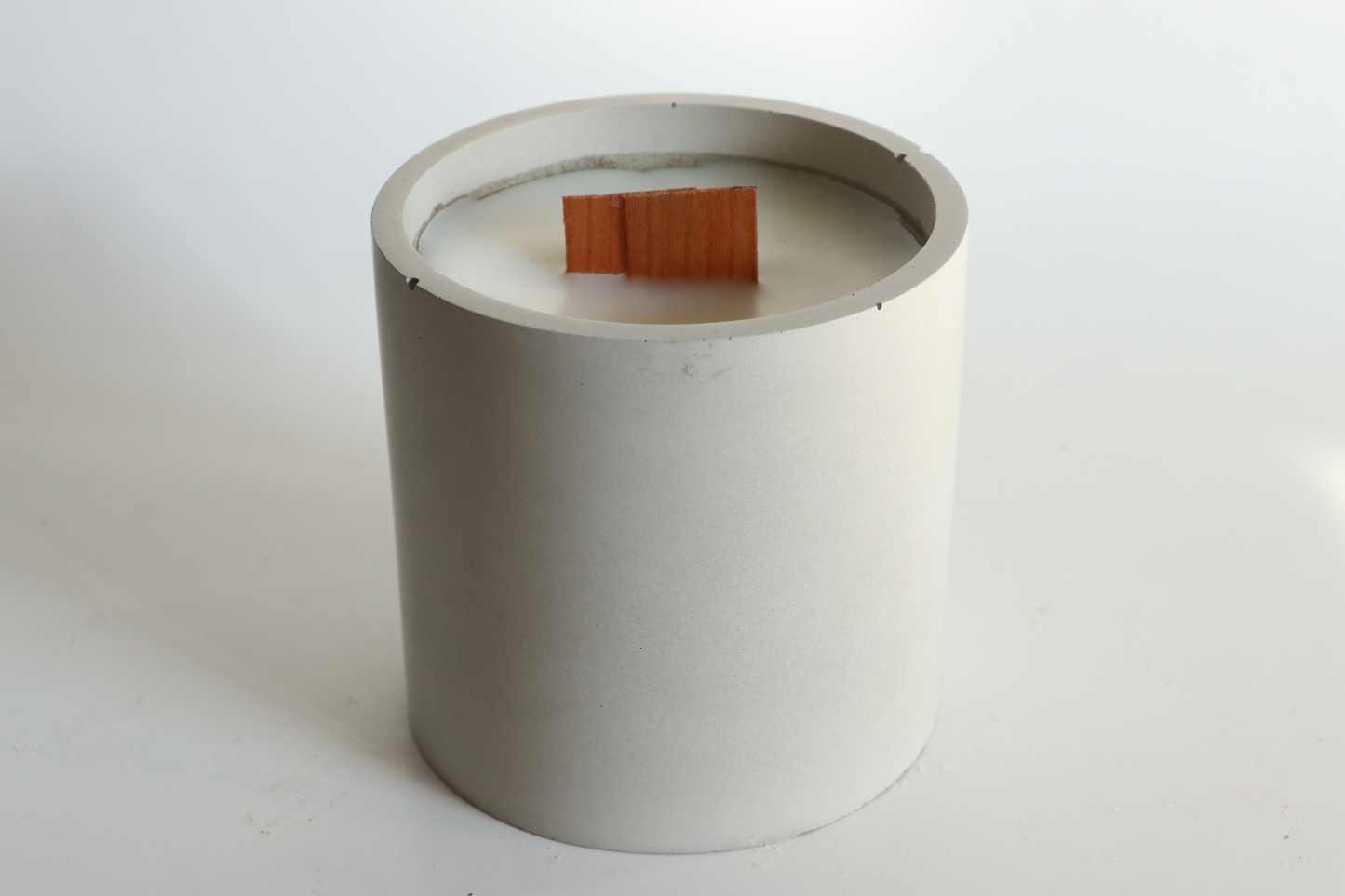 Cement Round Wood Wick Candles