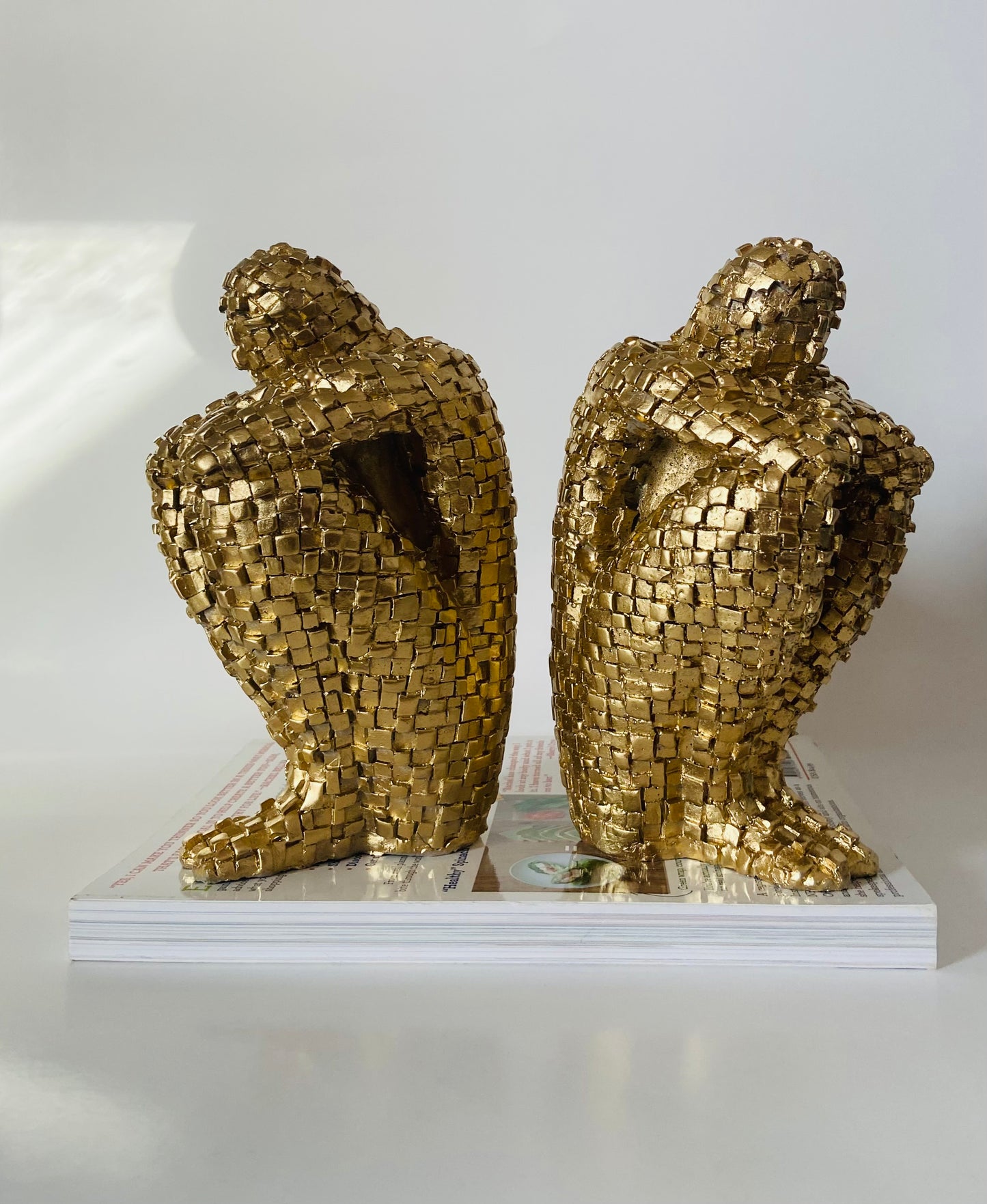 Modern Bookends, Thinking Man Statue, Large Sculpture