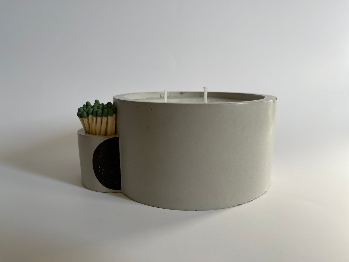 Concrete 3 Wick Candle with Match Holder