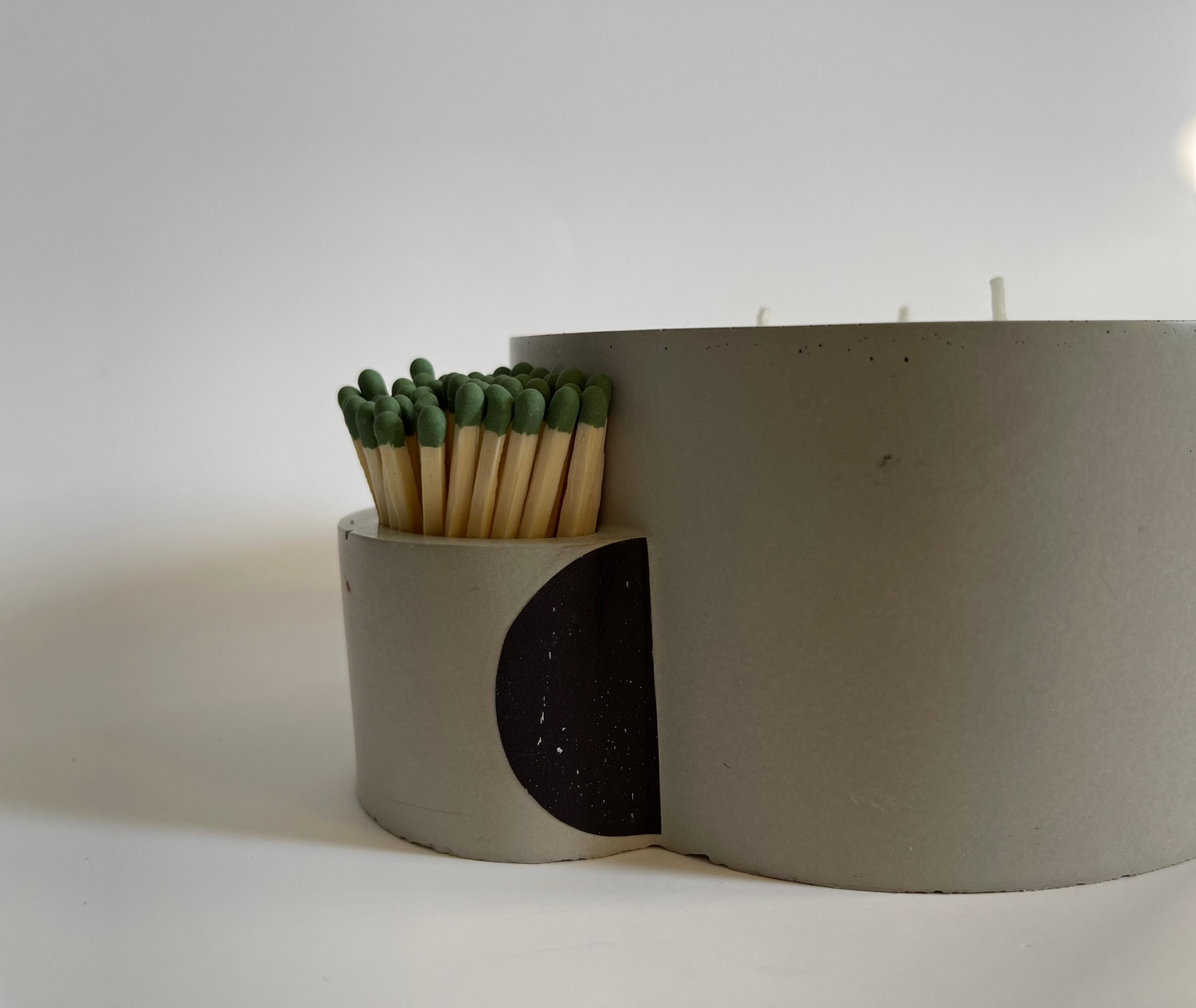 Concrete 3 Wick Candle with Match Holder